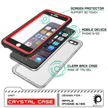 Charger l'image dans la galerie, iPhone 6/6S Waterproof Case, PUNKcase CRYSTAL Red W/ Attached Screen Protector | Warranty (Color in image: pink)