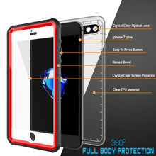 Charger l'image dans la galerie, iPhone 8+ Plus Waterproof Case, PUNKcase CRYSTAL Red W/ Attached Screen Protector  | Warranty (Color in image: black)