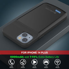 Load image into Gallery viewer, Coque batterie pour iPhone 15 Plus, PunkJuice, banque d'alimentation rapide de 5000 mAh avec protecteur d'écran, couleur blanche.