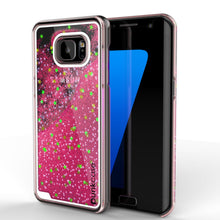 Load image into Gallery viewer, S7 Edge Case, PunkCase LIQUID Pink Series, Protective Dual Layer Floating Glitter Cover (Color in image: pink)