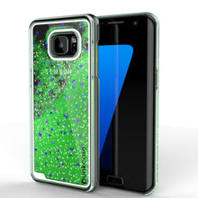 Load image into Gallery viewer, S7 Edge Case, PunkCase LIQUID Green Series, Protective Dual Layer Floating Glitter Cover (Color in image: green)
