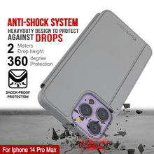 Load image into Gallery viewer, Coque de protection avec rabat Punkcase pour iPhone 14 Pro Max, couleur argent.