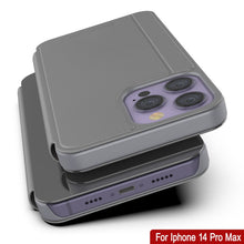 Load image into Gallery viewer, Coque de protection avec rabat Punkcase pour iPhone 14 Pro Max, couleur argent.