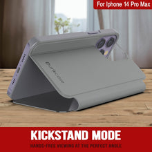 Load image into Gallery viewer, Coque de protection avec rabat Punkcase pour iPhone 14 Pro Max, couleur argent.