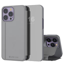 Load image into Gallery viewer, Coque de protection avec rabat Punkcase pour iPhone 14 Pro Max, couleur argent.