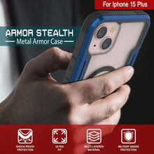 Load image into Gallery viewer, Étui de protection Punkcase iPhone 15 Plus Armor Stealth MAG Defense, de qualité militaire et composé de plusieurs couches, couleur bleu marine.