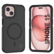 Charger l'image dans la galerie, Coque PunkCase iPhone 15, Série Spartan 2.0, transparente et robuste avec protection d'écran intégrée, couleur noire.