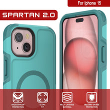 Charger l'image dans la galerie, Étui PunkCase pour iPhone 15, Série Spartan 2.0, coque robuste transparente avec protection d'écran intégrée, couleur bleue.
