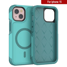 Charger l'image dans la galerie, Étui PunkCase pour iPhone 15, Série Spartan 2.0, coque robuste transparente avec protection d'écran intégrée, couleur bleue.