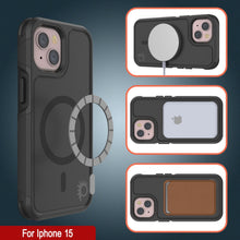 Charger l'image dans la galerie, Coque PunkCase iPhone 15, Série Spartan 2.0, transparente et robuste avec protection d'écran intégrée, couleur noire.