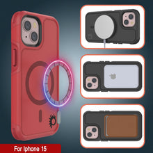 Charger l'image dans la galerie, Coque PunkCase pour iPhone 15, Série Spartan 2.0, Coque Claire Robuste et Résistante avec Protecteur d'Écran intégré, Rouge.