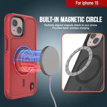 Charger l'image dans la galerie, Coque PunkCase pour iPhone 15, Série Spartan 2.0, Coque Claire Robuste et Résistante avec Protecteur d'Écran intégré, Rouge.