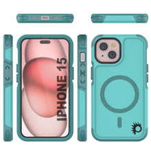 Charger l'image dans la galerie, Étui PunkCase pour iPhone 15, Série Spartan 2.0, coque robuste transparente avec protection d'écran intégrée, couleur bleue.