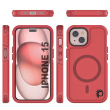 Charger l'image dans la galerie, Coque PunkCase pour iPhone 15, Série Spartan 2.0, Coque Claire Robuste et Résistante avec Protecteur d'Écran intégré, Rouge.
