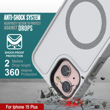 Load image into Gallery viewer, Coque PunkCase pour iPhone 15 Plus, Série Spartan 2.0, transparente et robuste avec protection d'écran intégrée, couleur blanche.
