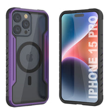 Load image into Gallery viewer, Coque de protection militaire Punkcase iPhone 15 Pro Armor Stealth MAG, avec plusieurs couches de protection, couleur violette.
