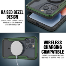 Charger l'image dans la galerie, Coque de protection Punkcase iPhone 15 Pro Armor Stealth MAG Defense, résistance de qualité militaire avec plusieurs couches, couleur vert foncé.