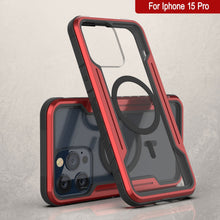 Charger l'image dans la galerie, Punkcase Coque de protection militaire Pro Armor Stealth MAG Defense pour iPhone 15 - Niveau de protection supérieur à plusieurs canapés (Rouge)
