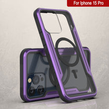 Load image into Gallery viewer, Coque de protection militaire Punkcase iPhone 15 Pro Armor Stealth MAG, avec plusieurs couches de protection, couleur violette.