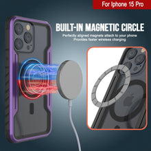 Load image into Gallery viewer, Coque de protection militaire Punkcase iPhone 15 Pro Armor Stealth MAG, avec plusieurs couches de protection, couleur violette.