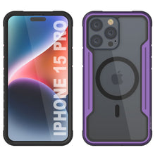 Load image into Gallery viewer, Coque de protection militaire Punkcase iPhone 15 Pro Armor Stealth MAG, avec plusieurs couches de protection, couleur violette.