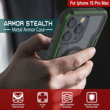Charger l'image dans la galerie, Housse de protection militaire Punkcase iPhone 15 Pro Max Armor Stealth MAG Defense, avec plusieurs couches de sécurité, de couleur verte foncée.