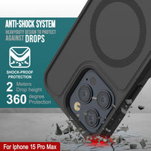 Charger l'image dans la galerie, Coque PunkCase pour iPhone 15 Pro Max, Série Spartan 2.0, transparente, robuste, avec protecteur d'écran intégré, noir.