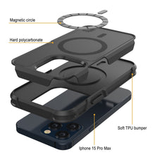 Charger l'image dans la galerie, Coque PunkCase pour iPhone 15 Pro Max, Série Spartan 2.0, transparente, robuste, avec protecteur d'écran intégré, noir.