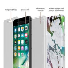 Charger l'image dans la galerie, Punkcase iPhone 8 / 7 Marble Case, Protective Full Body Cover W/9H Tempered Glass Screen Protector (Blanco Marmo) (Color in image: Teal Onyx)