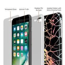 Charger l'image dans la galerie, Punkcase iPhone 8+ / 7+ Plus Marble Case, Protective Full Body Cover W/9H Tempered Glass Screen Protector (Black Mirage) (Color in image: Blue Marmo)