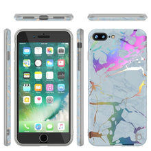 Charger l'image dans la galerie, Punkcase iPhone 8+ / 7+ Plus Marble Case, Protective Full Body Cover W/9H Tempered Glass Screen Protector (Blue Marmo)