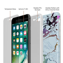 Charger l'image dans la galerie, Punkcase iPhone 8+ / 7+ Plus Marble Case, Protective Full Body Cover W/9H Tempered Glass Screen Protector (Blue Marmo) (Color in image: Rose Mirage)