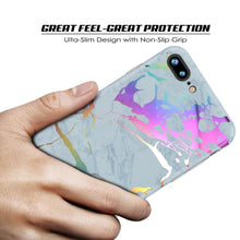 Charger l'image dans la galerie, Punkcase iPhone 8+ / 7+ Plus Marble Case, Protective Full Body Cover W/9H Tempered Glass Screen Protector (Blue Marmo) (Color in image: Blanco Marmo)