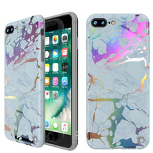 Charger l'image dans la galerie, Punkcase iPhone 8+ / 7+ Plus Marble Case, Protective Full Body Cover W/9H Tempered Glass Screen Protector (Blue Marmo) (Color in image: Blue Marmo)