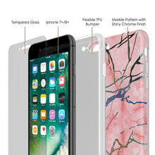 Charger l'image dans la galerie, Punkcase iPhone 8+ / 7+ Plus Marble Case, Protective Full Body Cover W/9H Tempered Glass Screen Protector (Rose Mirage) (Color in image: Black Mirage)