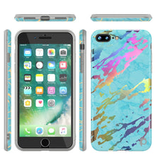 Charger l'image dans la galerie, Punkcase iPhone 8+ / 7+ Plus Marble Case, Protective Full Body Cover W/9H Tempered Glass Screen Protector (Teal Onyx)