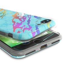 Charger l'image dans la galerie, Punkcase iPhone 8+ / 7+ Plus Marble Case, Protective Full Body Cover W/9H Tempered Glass Screen Protector (Teal Onyx) (Color in image: Black Mirage)