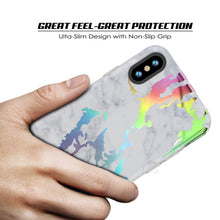 Load image into Gallery viewer, Punkcase iPhone X Marble Case, Protective Full Body Cover W/9H Tempered Glass Screen Protector (Blanco Marmo) (Color in image: Black Mirage)