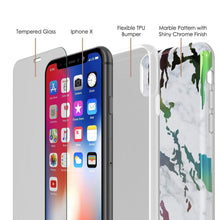 Load image into Gallery viewer, Punkcase iPhone X Marble Case, Protective Full Body Cover W/9H Tempered Glass Screen Protector (Blanco Marmo) (Color in image: Rose Gold Mirage)