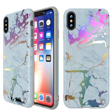 Load image into Gallery viewer, Punkcase iPhone XS Max Marble Case, Protective Full Body Cover W/9H Tempered Glass Screen Protector (Blue Marmo) (Color in image: Blue Marmo)