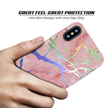 Charger l'image dans la galerie, Punkcase iPhone X Marble Case, Protective Full Body Cover W/9H Tempered Glass Screen Protector (Rose Gold Mirage) (Color in image: Blue Marmo)