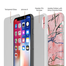 Charger l'image dans la galerie, Punkcase iPhone X Marble Case, Protective Full Body Cover W/9H Tempered Glass Screen Protector (Rose Gold Mirage) (Color in image: Black Mirage)