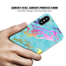 Load image into Gallery viewer, Punkcase iPhone X Marble Case, Protective Full Body Cover W/9H Tempered Glass Screen Protector (Teal Onyx) (Color in image: Rose Gold Mirage)