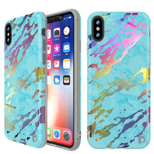 Load image into Gallery viewer, Punkcase iPhone X Marble Case, Protective Full Body Cover W/9H Tempered Glass Screen Protector (Teal Onyx) (Color in image: Teal Onyx)