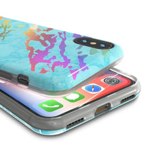 Load image into Gallery viewer, Punkcase iPhone X Marble Case, Protective Full Body Cover W/9H Tempered Glass Screen Protector (Teal Onyx) (Color in image: Black Mirage)