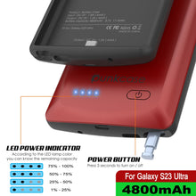 Charger l'image dans la galerie, Coque de batterie PunkJuice S23 Ultra rouge - Banque de jus de puissance portable avec 4800mAh de charge.