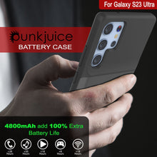 Charger l'image dans la galerie, PunkJuice S23 Coque Batterie Ultra Grise - Banque d'alimentation portable avec capacité de charge de 4800mAh.