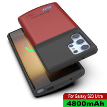 Charger l'image dans la galerie, Coque de batterie PunkJuice S23 Ultra rouge - Banque de jus de puissance portable avec 4800mAh de charge.