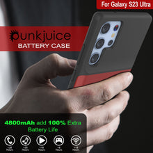 Charger l'image dans la galerie, Coque de batterie PunkJuice S23 Ultra rouge - Banque de jus de puissance portable avec 4800mAh de charge.