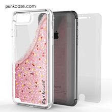 Charger l'image dans la galerie, iPhone 8+ Plus Case, PunkCase LIQUID Rose Series, Protective Dual Layer Floating Glitter Cover (Color in image: silver)